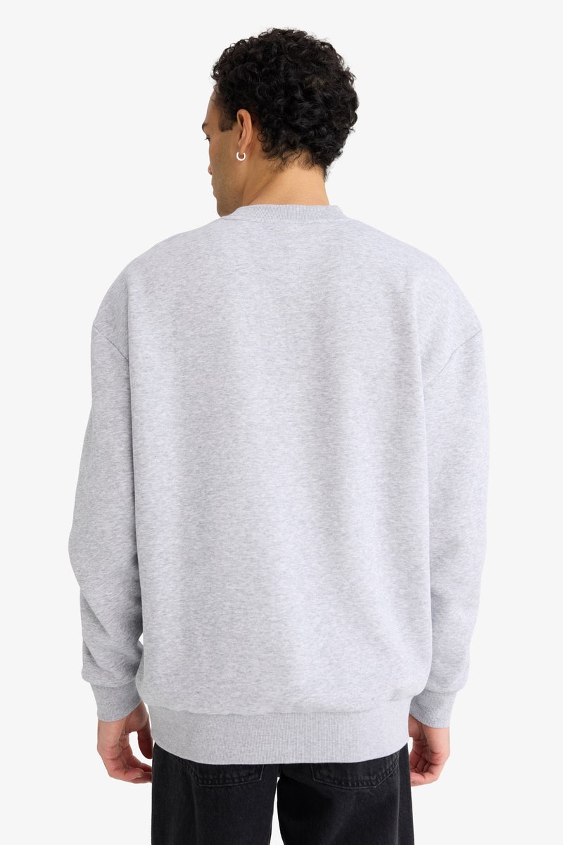 DeFacto Grey Man Boxy Fit Printed Long Sleeve Sweatshirt Casual - Image 5
